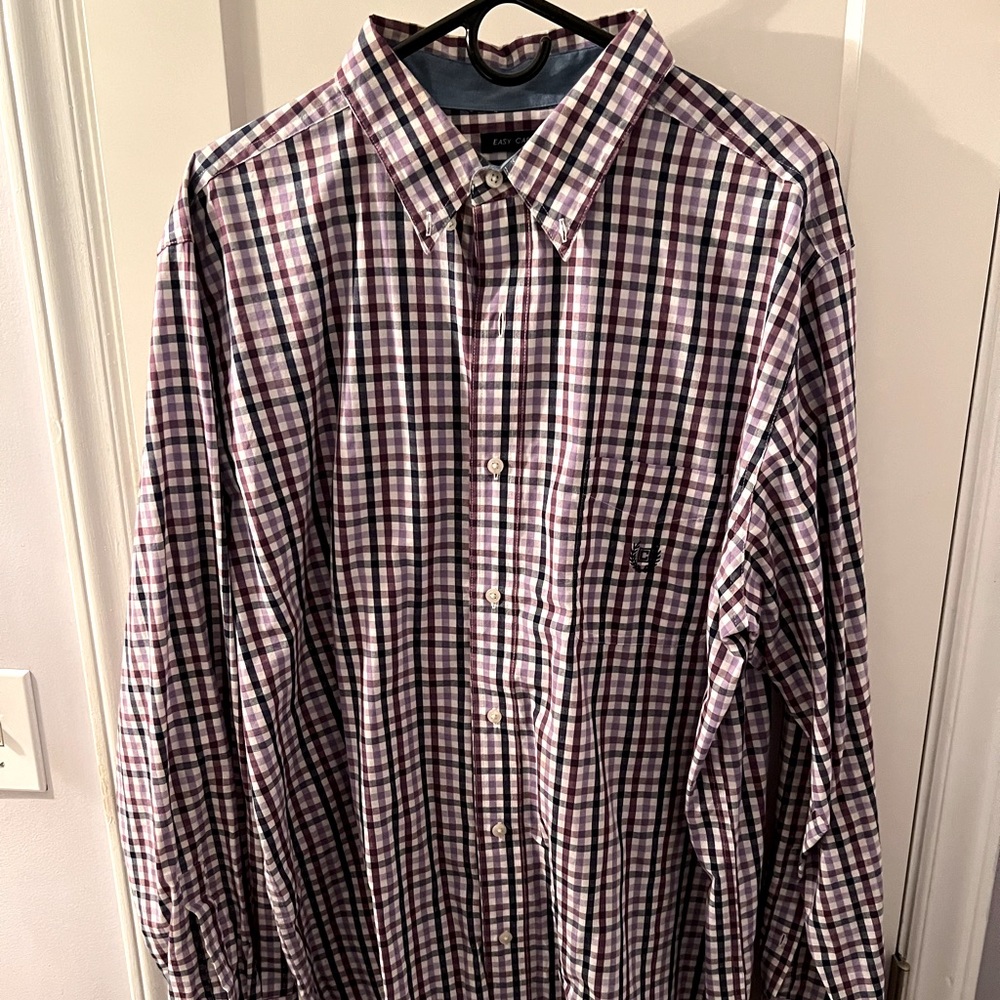 XL purple, blue and white casual shirt.